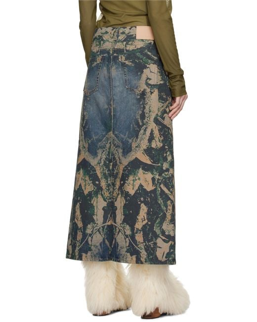Acne Black Graphic Denim Maxi Skirt