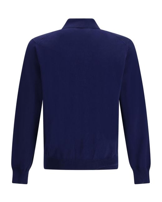 Tom Ford Blue Half-Button Polo Shirt for men