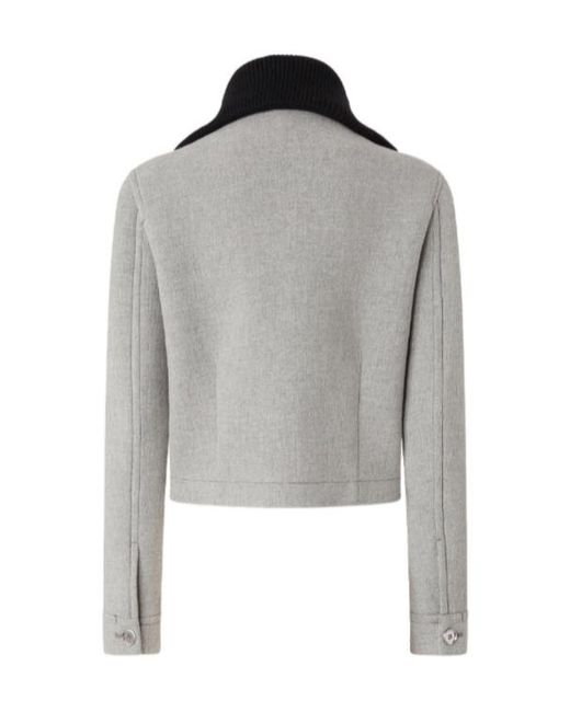 Pinko Gray Ribbed-Collar Jacket