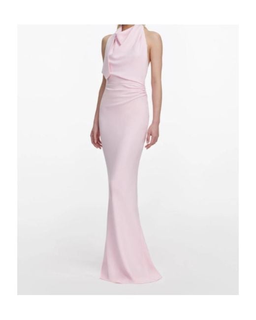 Self-Portrait Pink Cowl-Neck Draped Maxi Dress