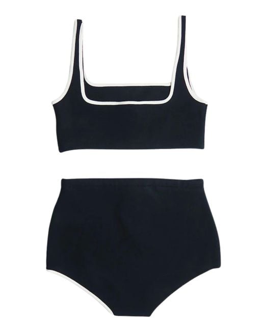 Auralee Black Contrast-Trim Bikini