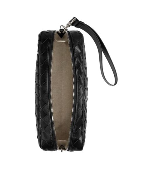 Bottega Veneta Black Wristlet Intrecciato Pouch for men