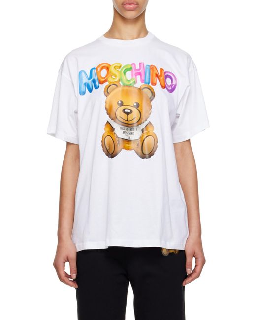 Moschino White Teddy Bear Printed T-Shirt