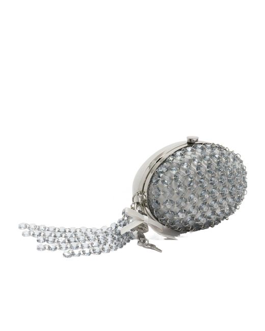 Self-Portrait Gray Crystal Chain Clutch Bag