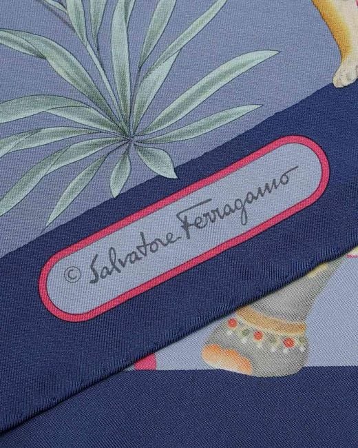 Ferragamo Blue Logo Scarf