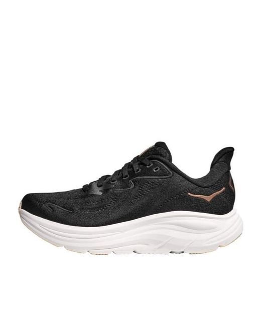 Hoka One One Black Clifton 10 Lace-Up Sneakers