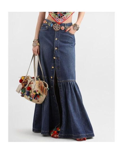 Dolce & Gabbana Blue Long Denim Skirt