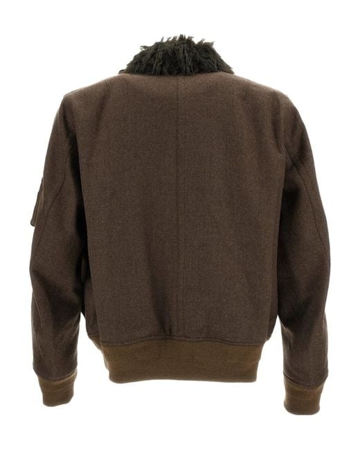 Sacai Brown Long-Sleeve Casual Jacket for men