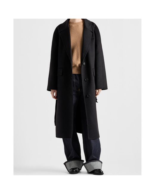 Prada Black Single-Breasted Long Coat