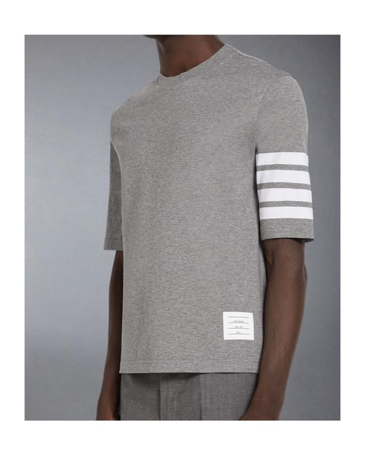 Thom Browne Gray Striped Sleeve T-Shirt for men