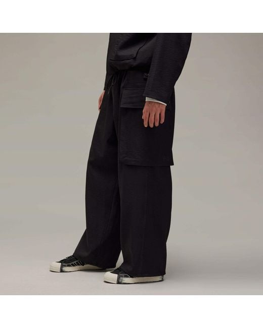 Y-3 Black Elasticated Waistband Drawstring Cargo Trousers for men