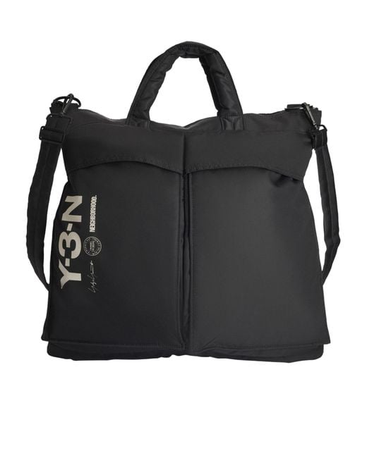 Y-3 Black Solid Color Tote Bag for men