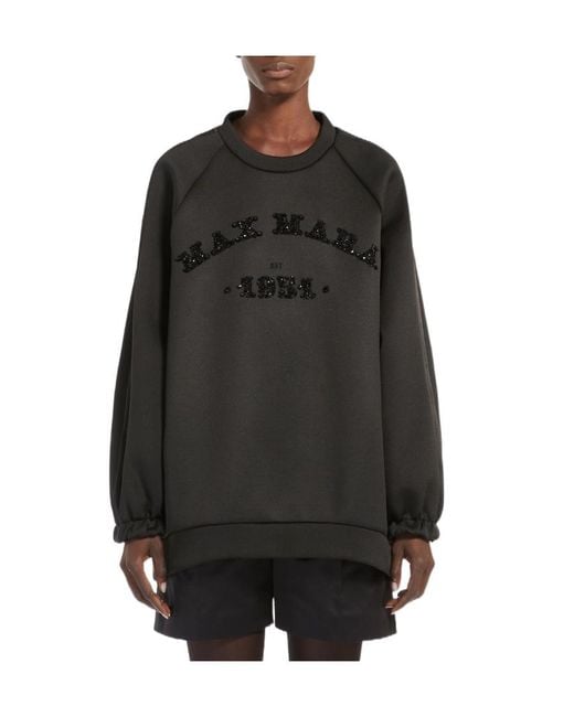 Max Mara Black Logo-Embellished Long-Sleeved Sweater