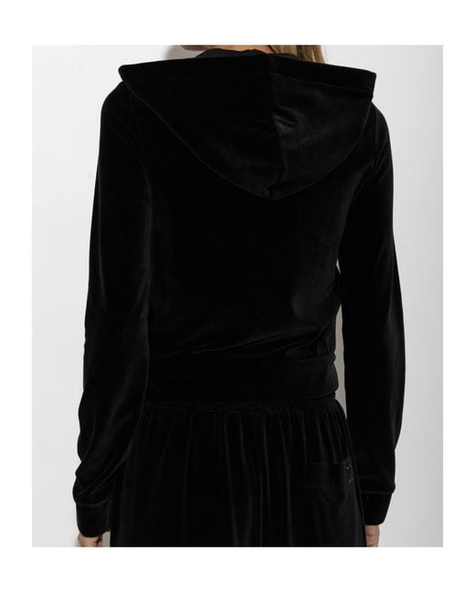 Dolce & Gabbana Black Logo Embroidered Velvet Hoodie