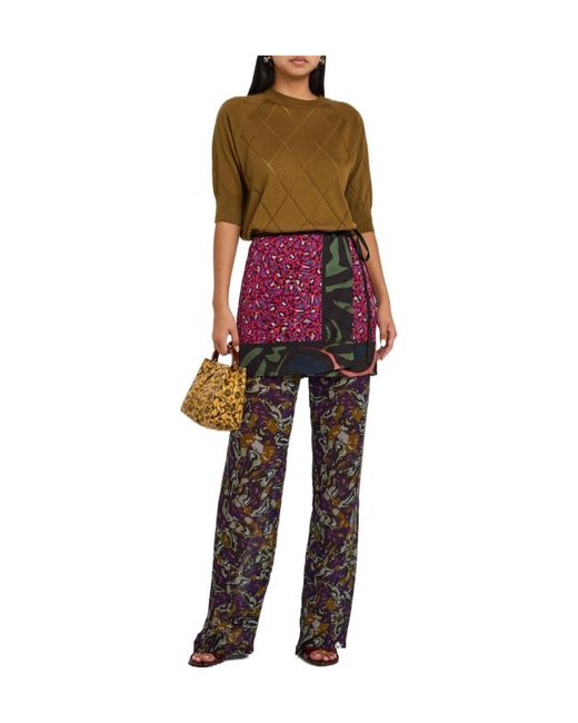 Dries Van Noten Red Gabrinas Printed Satin Mini Wrap Skirt