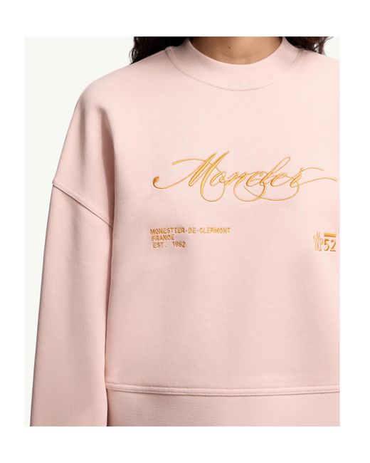 Moncler Pink Logo-Embroidered Crewneck Sweatshirt