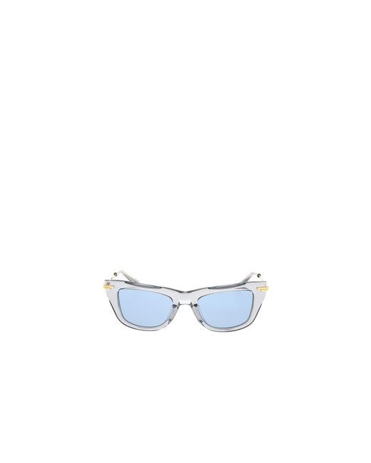 Bottega Veneta Blue Eyewear Rectangular Frame Sunglasses