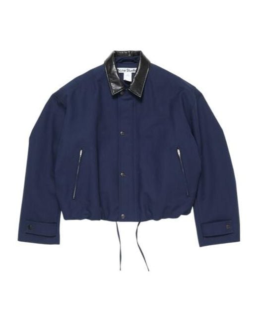 Acne Blue Logo-Patch Bomber Jacket for men