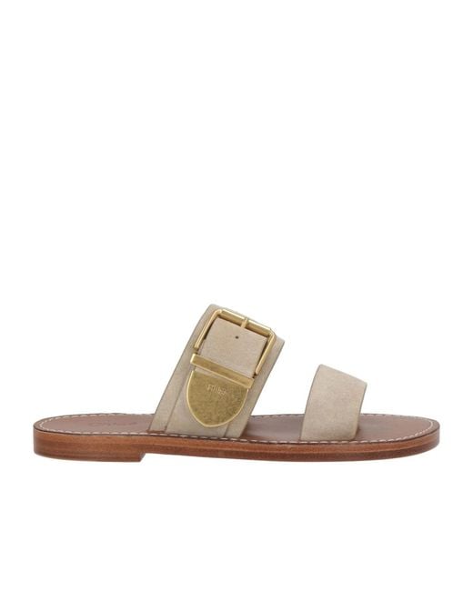 Chloé Brown Simple Round-Toe Sandals