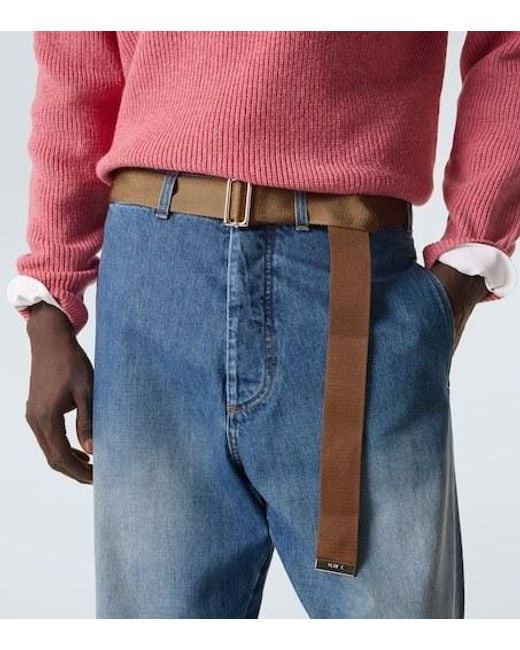 Plan C Blue Belted Straight Jeans for men
