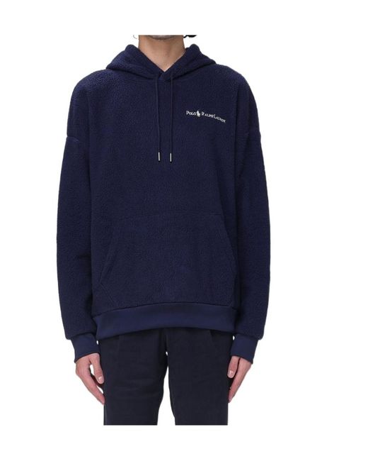 Polo Ralph Lauren Blue Logo Embroidered Drawstring Hoodie for men