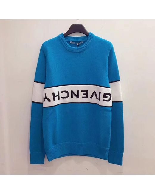 Givenchy Blue Logo Round Neck Sweater for men