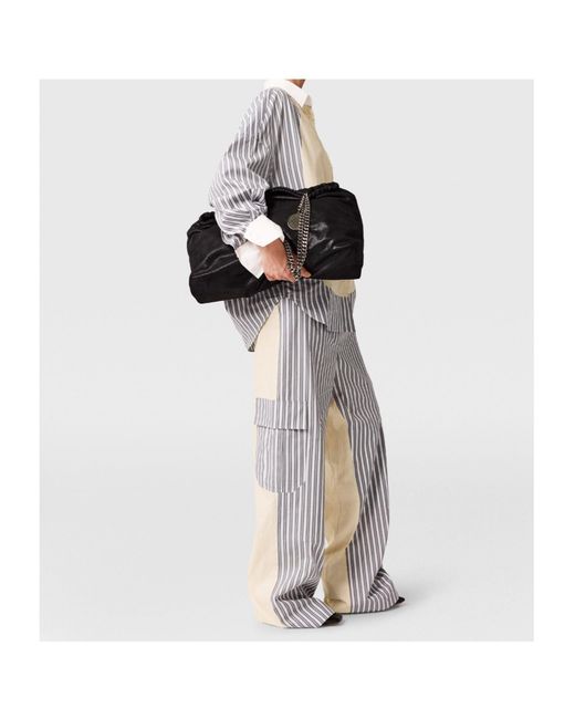 Stella McCartney Gray Oversized Mixed Stripe Cargo Trousers