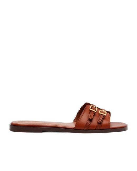 Zimmermann Brown Goldie Leather Slides