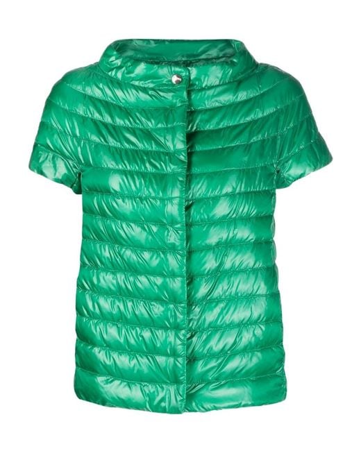 Herno Green Quilted Short-Sleeved Jacket