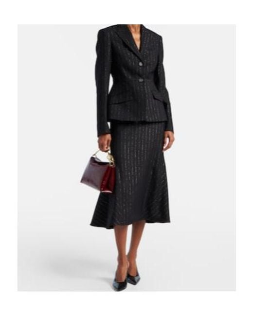 Erdem Black Pinstripe Wool Blazer