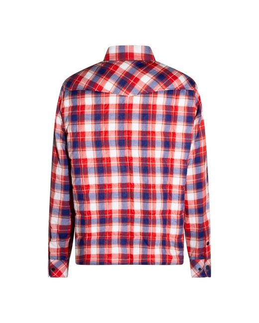 Moncler Red Grenoble Long Sleeved Check Patterned Jacket for men
