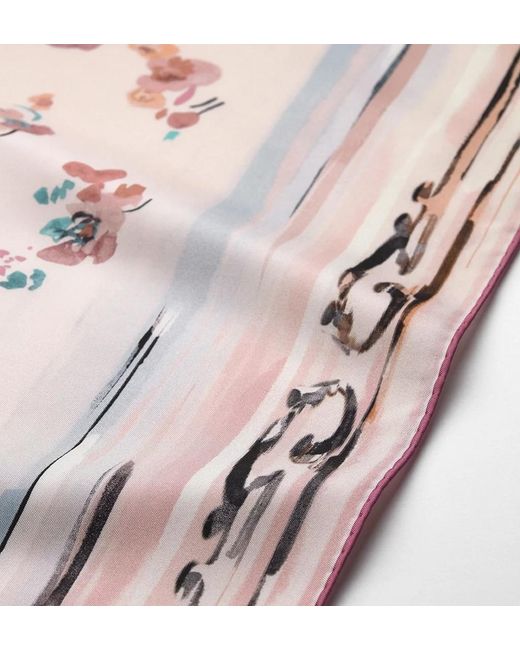 Dior Pink Iviera Floral Portrait 90 Square Scarf