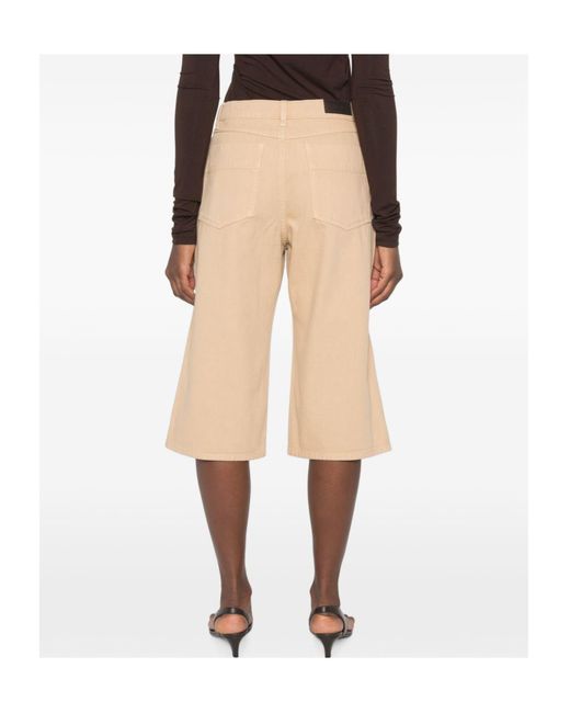 Lemaire Natural Logo-Patch Wide-Leg Denim Shorts