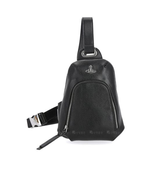 Vivienne Westwood Black Orb Detail Zipped Sling Bag