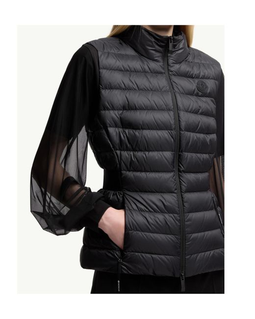 Moncler Black Logo Patch Zip-Up Down Vest