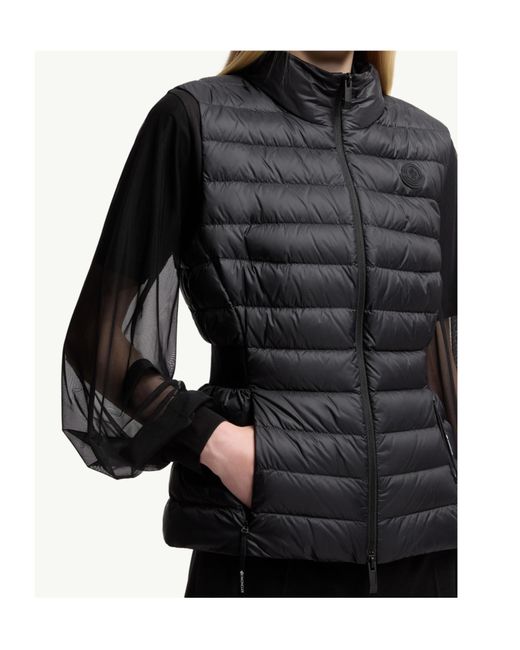 Moncler Black Logo Patch Zip-Up Down Vest