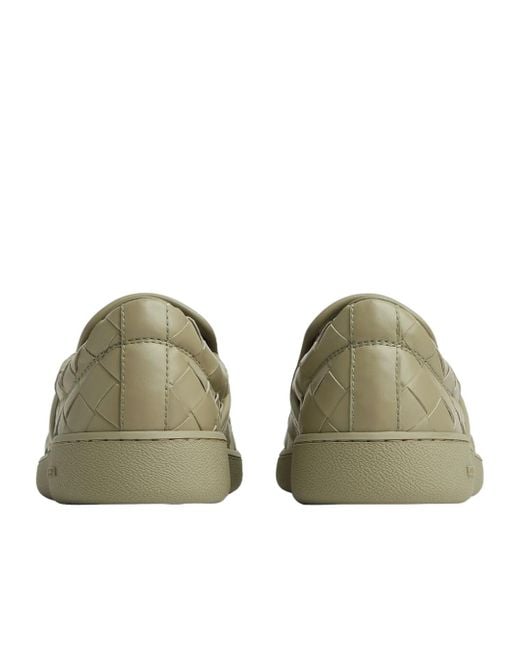 Bottega Veneta Green Leather Intrecciato Sawyer Sneakers