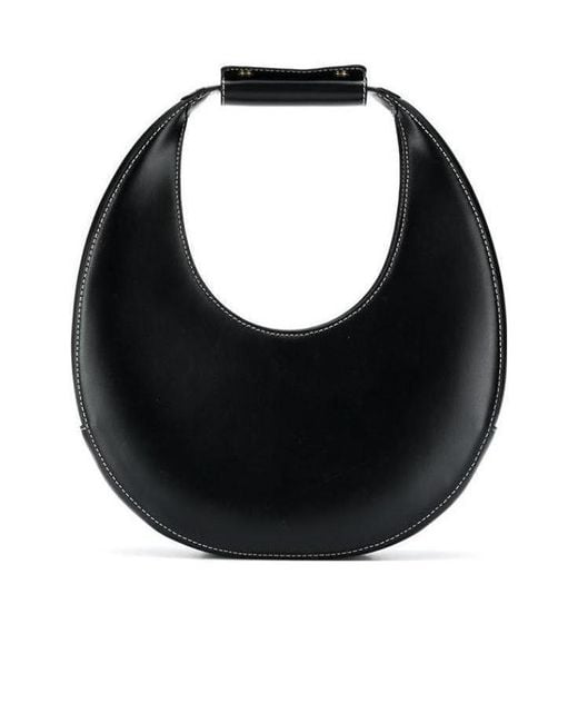Staud Black Moon Logo Debossed Tote Bag