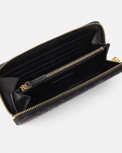 Versace Gray Logo-Embroidered Zip-Up Wallet