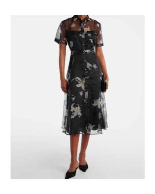 Altuzarra Black Kiera Floral Silk Midi Dress