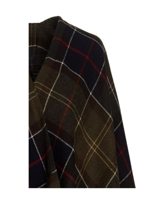 Barbour Black Tartan Fringed Edge Shawl