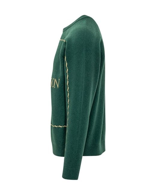 J.W. Anderson Green Jw Anderson Logo Intarsia Knitted Sweater for men