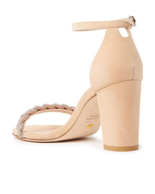Stuart Weitzman Natural Nudistcurve 80Mm Embellished Sandals