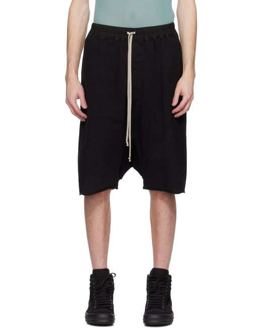 Rick Owens Black Drawstring Pod Shorts for men