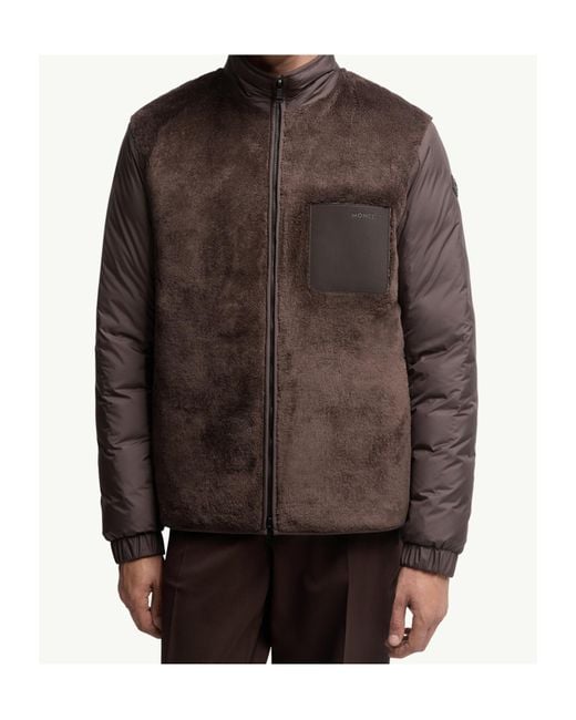 Moncler Brown Livra Reversible Teddy Short Down Jacket for men