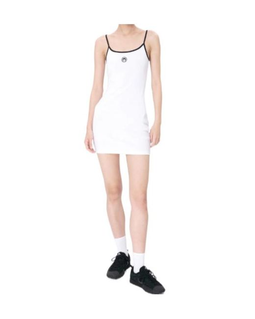 MARINE SERRE White Moon Logo Jersey Mini Dress