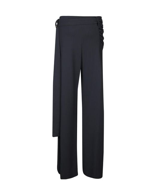 Rabanne Blue Wraparound High-Rise Palazzo Pants