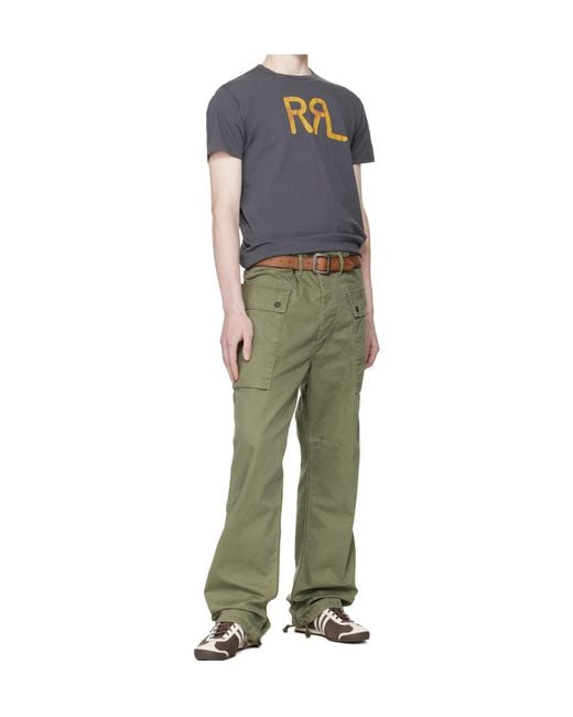 RRL Blue Logo Print T-Shirt for men