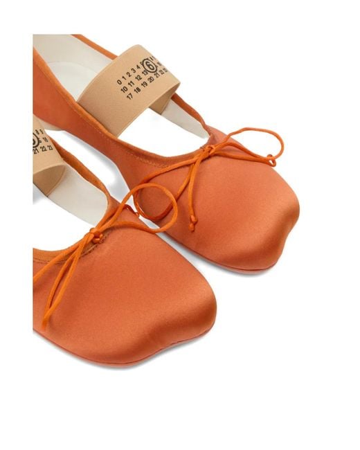 MM6 by Maison Margiela Orange Atomic Bow-Detailed Satin Ballerina Shoes
