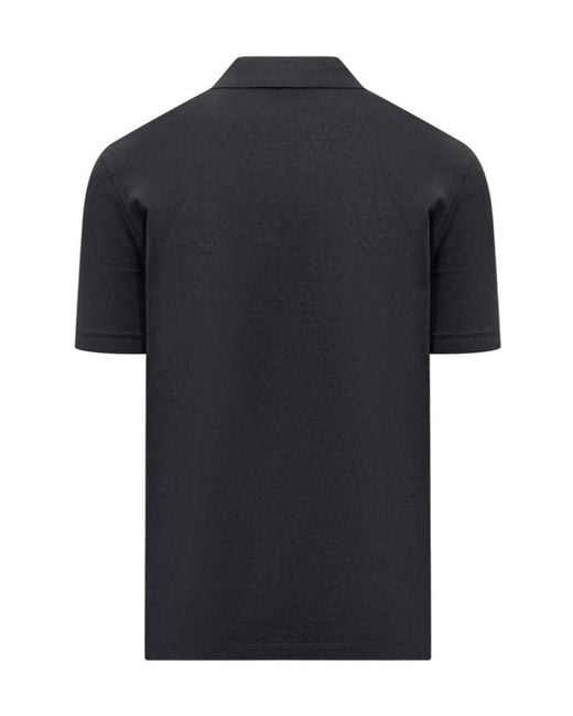 Emporio Armani Black Striped Collar Polo Shirt for men